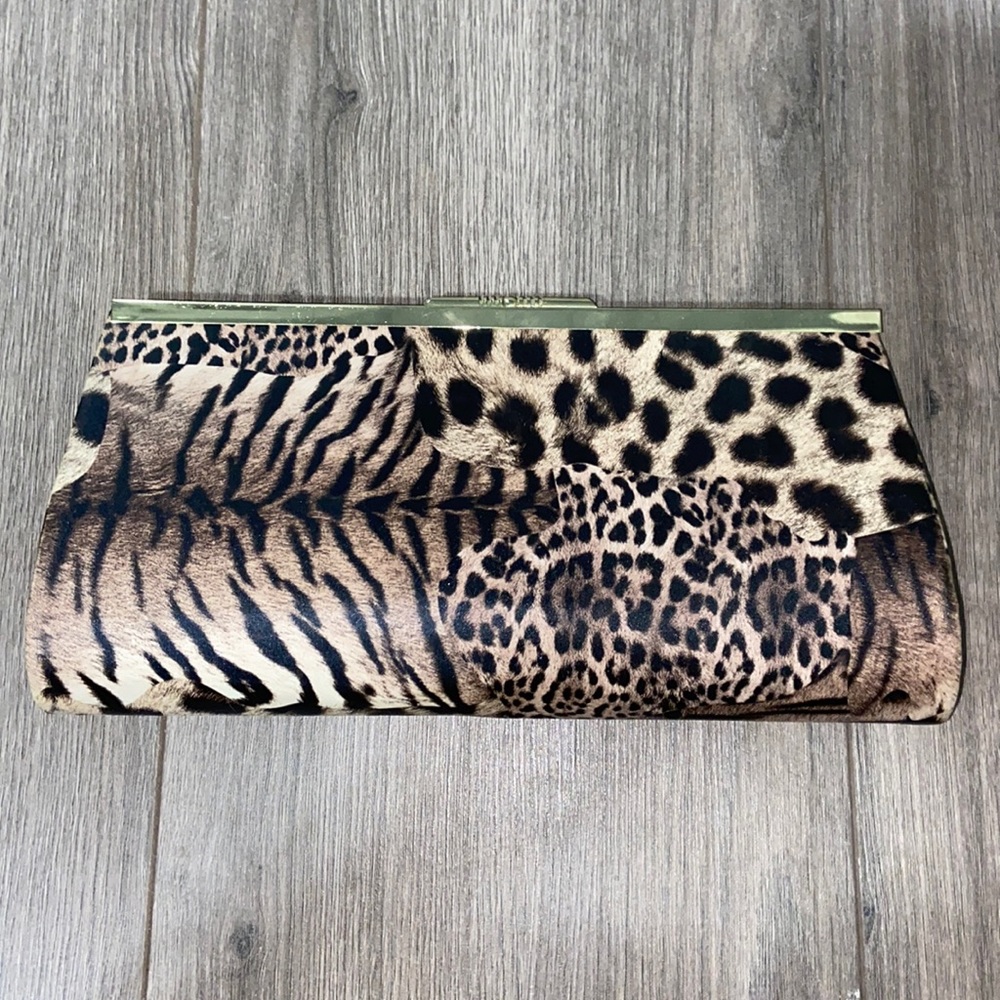 Animal Print Clutch With Gold Hardware